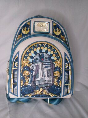 Disney Star Wars R2-D2 Loungefly Backpack with Stained Glass Background